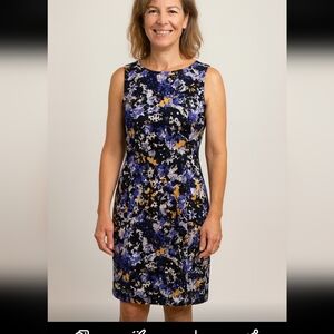 Talbots Size 8 Medium  Floral Dress Cotton Blend Summer Fun